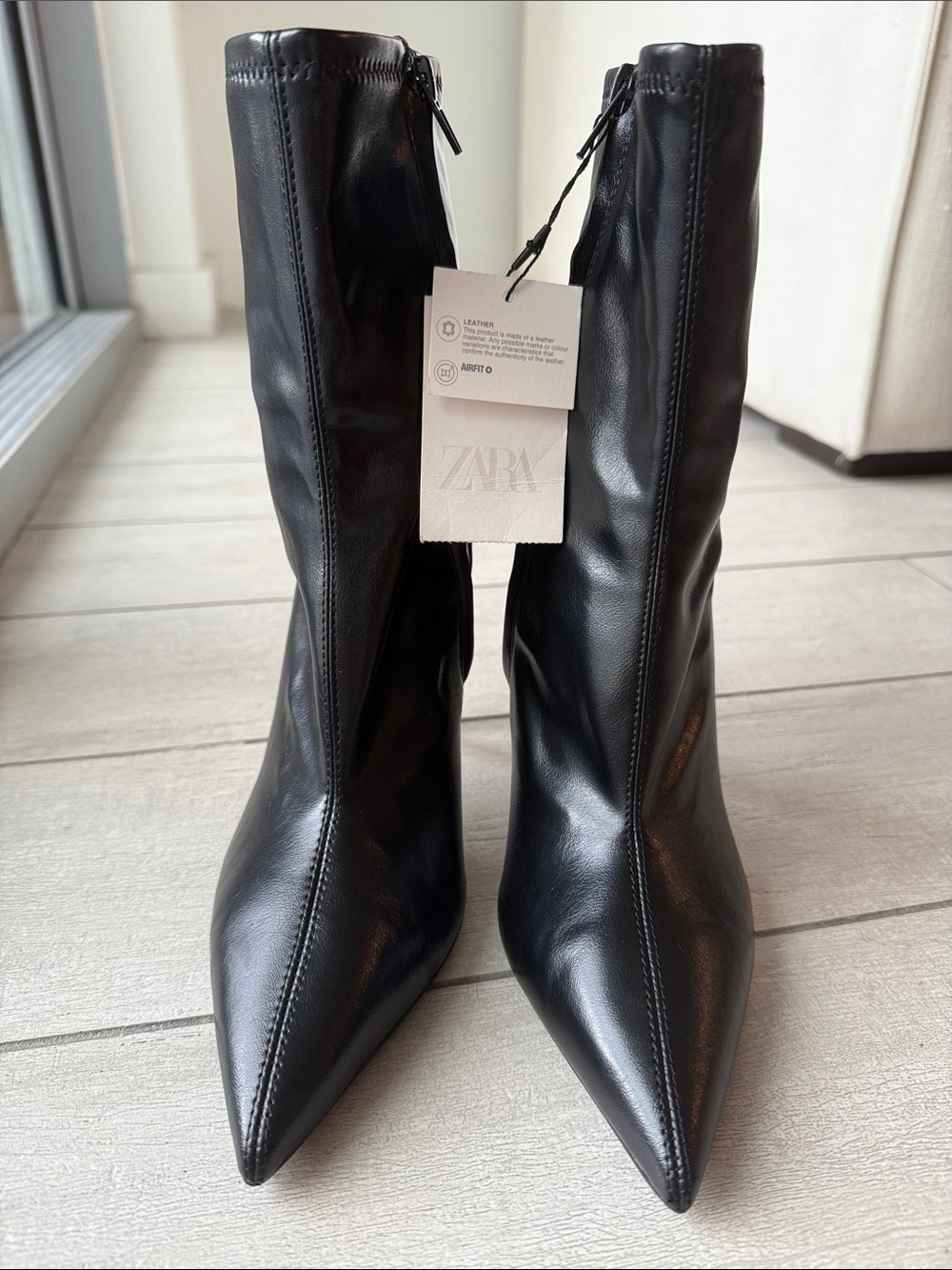 Zara Black Ankle Boots with Stiletto Heel